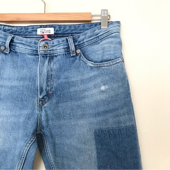 Tommy Hilfiger Lana Straight Cropped Patchwork Distressed Jean - Picture 2 of 16